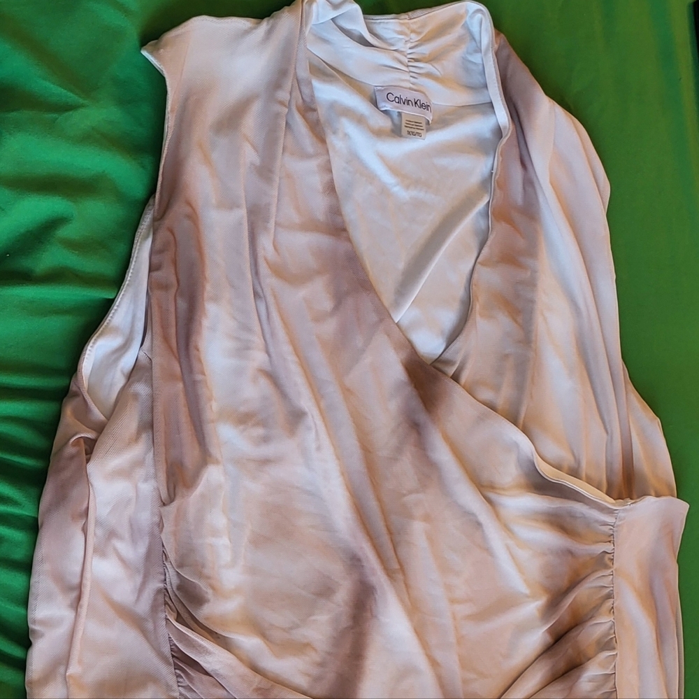 Calvin Klein Soft Cream Wrap Blouse